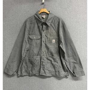 VTG Pointer Brand Hickory Striped Chore Coat Jacket USA Made Workwear Men's 2XL